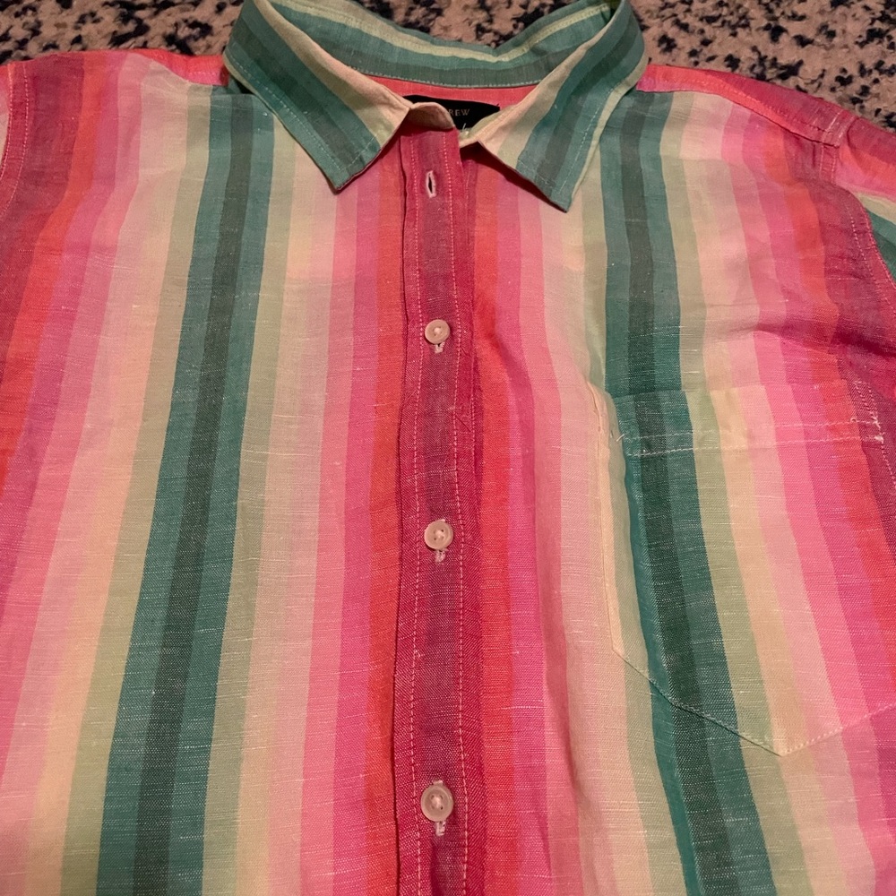 NWOT Jcrew boy fit shirt in rainbow stripe